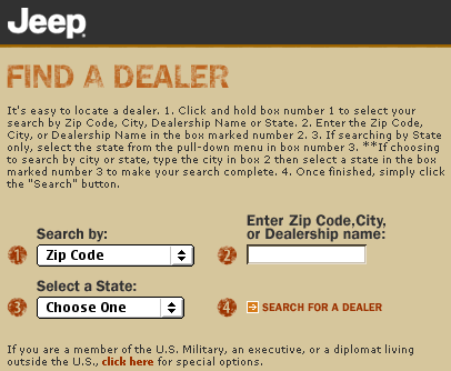Jeep.com example of Web Blooper