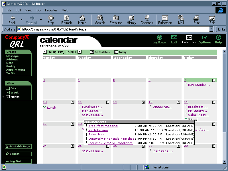 QR Calendar - "Hidden" Appointments