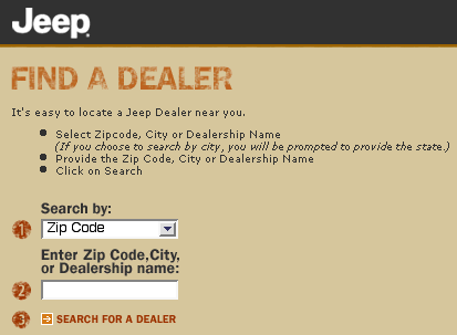 Jeep.com example of avoiding Web Blooper