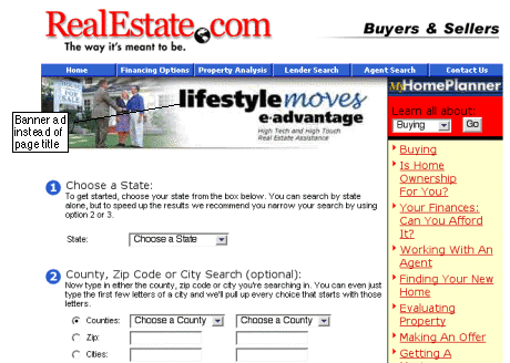 RealEstate.com example of Web Blooper