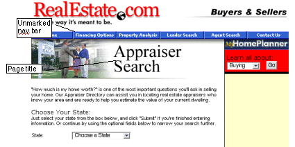 RealEstate.com example of avoiding Web Blooper