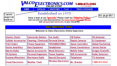 Valco.com example of Web Blooper