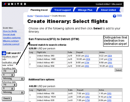 United example of avoiding Web Blooper