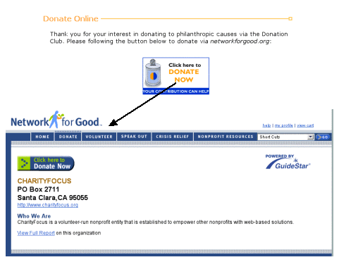 CharityFocus example of avoiding Web Blooper