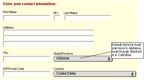 StanfordBooks example of Web Blooper