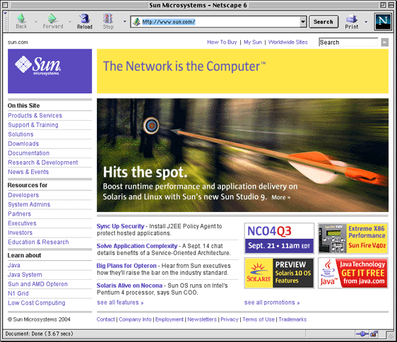 Sun.com example of Web Blooper