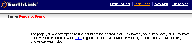 Earthlink.net example of Web Blooper