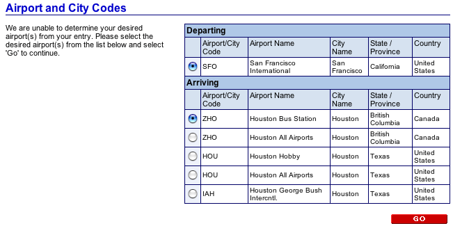 American Airlines example of Web Blooper