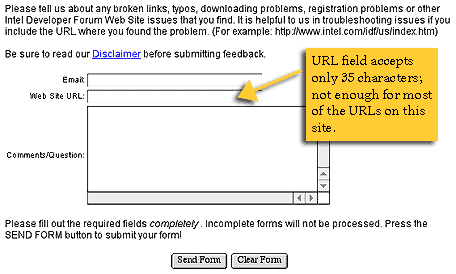 Intel.com Example of avoiding Web Blooper